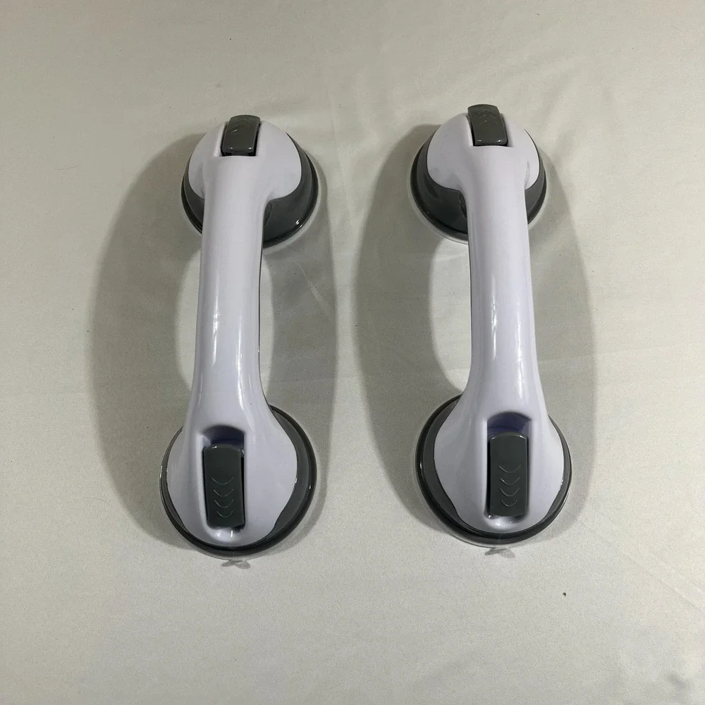 2 Pack 12in Suction Shower Grab Bars Safety Handles for Seniors Handicap White